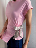 Tričko s mašľou ružové AB 118