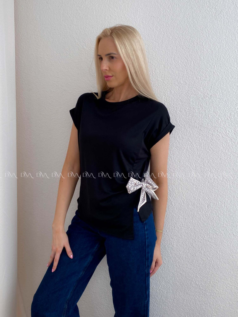 Tričko s mašľou čierne AB 118