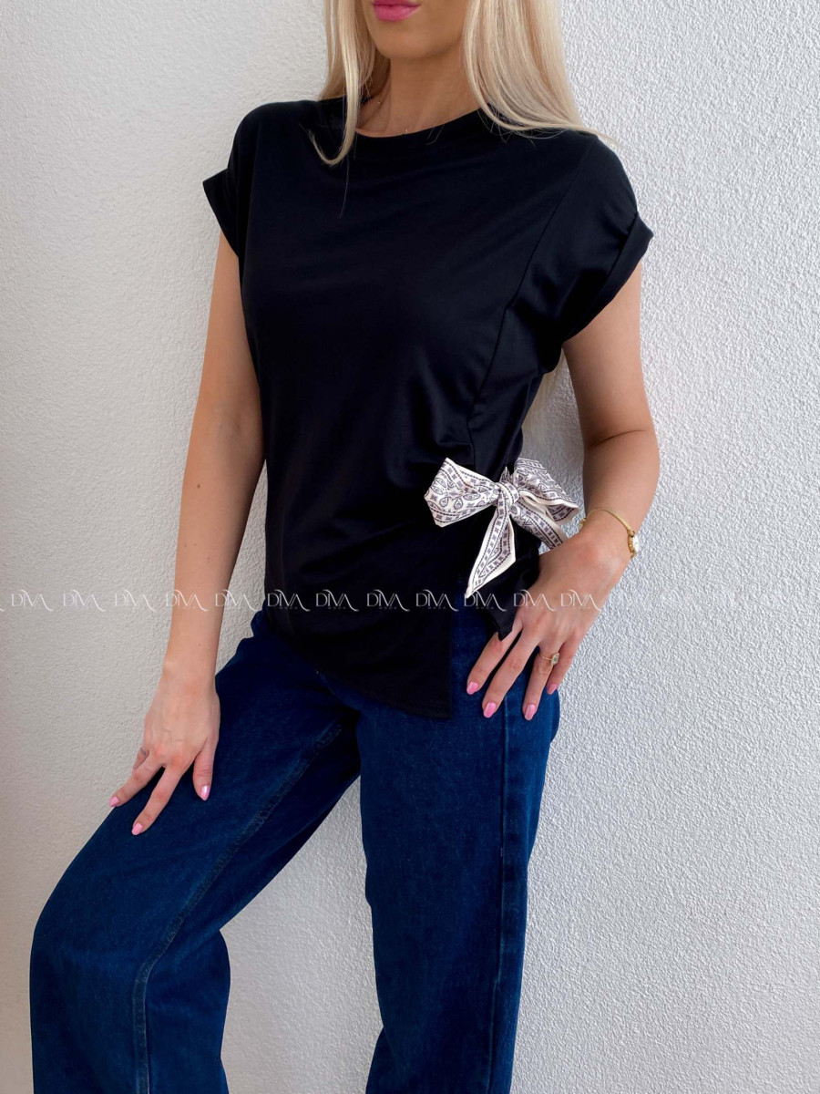 Tričko s mašľou čierne AB 118