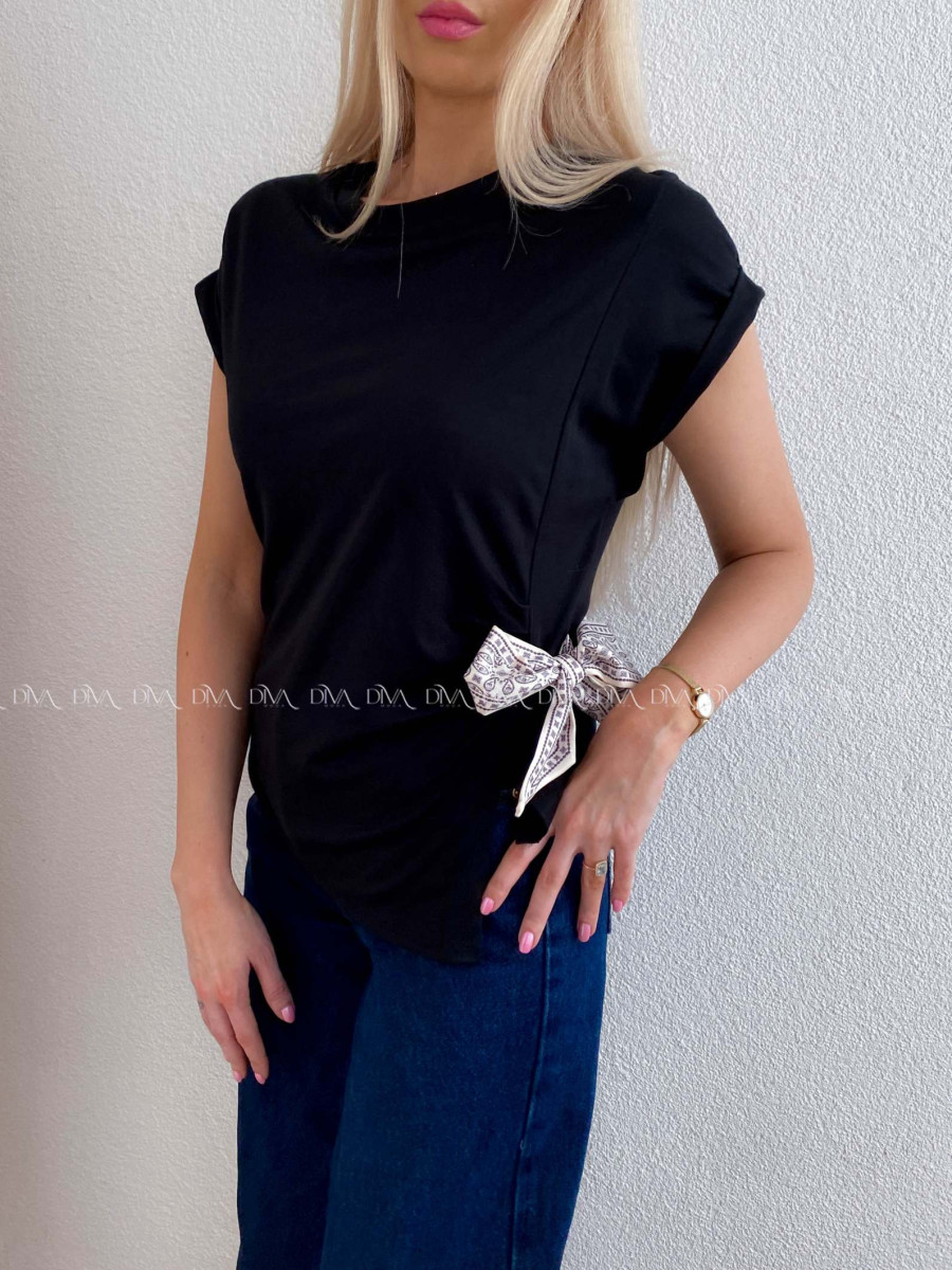 Tričko s mašľou čierne AB 118