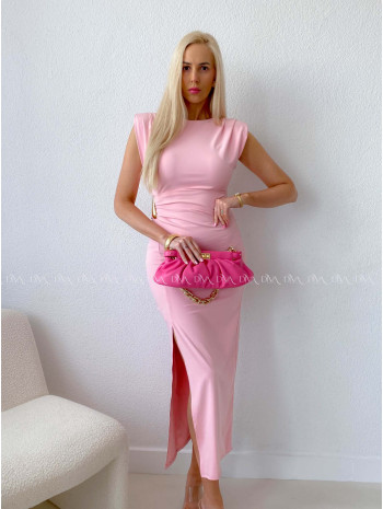 Priliehavé maxi šaty so sponou powder pink AB 123