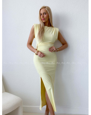 Priliehavé maxi šaty so sponou butter yellow AB 123 Priliehavé maxi šaty so sponou butter yellow AB 123