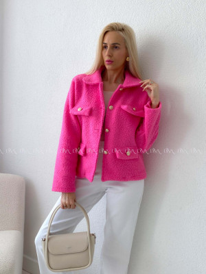 Bouclé bunda do pása ružová AB 60