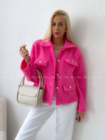 Bouclé bunda do pása ružová AB 60