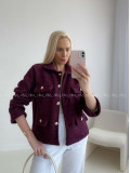 Bouclé bunda do pása vínová AB 60