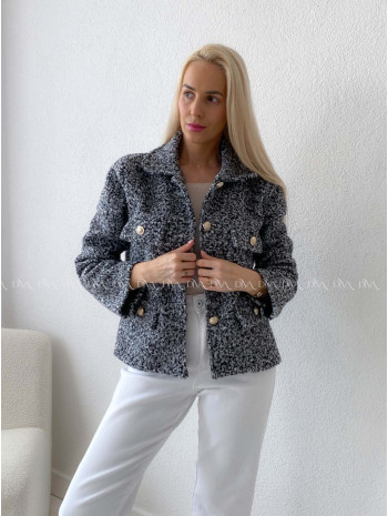 Bouclé bunda do pása striekaná AB 60