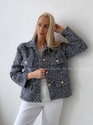 Bouclé bunda do pása striekaná AB 60