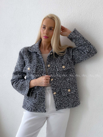 Bouclé bunda do pása striekaná AB 60