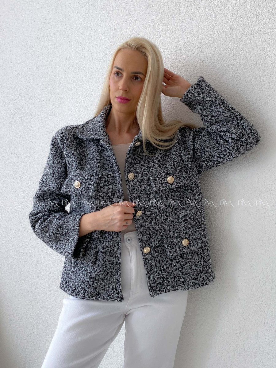 Bouclé bunda do pása striekaná AB 60