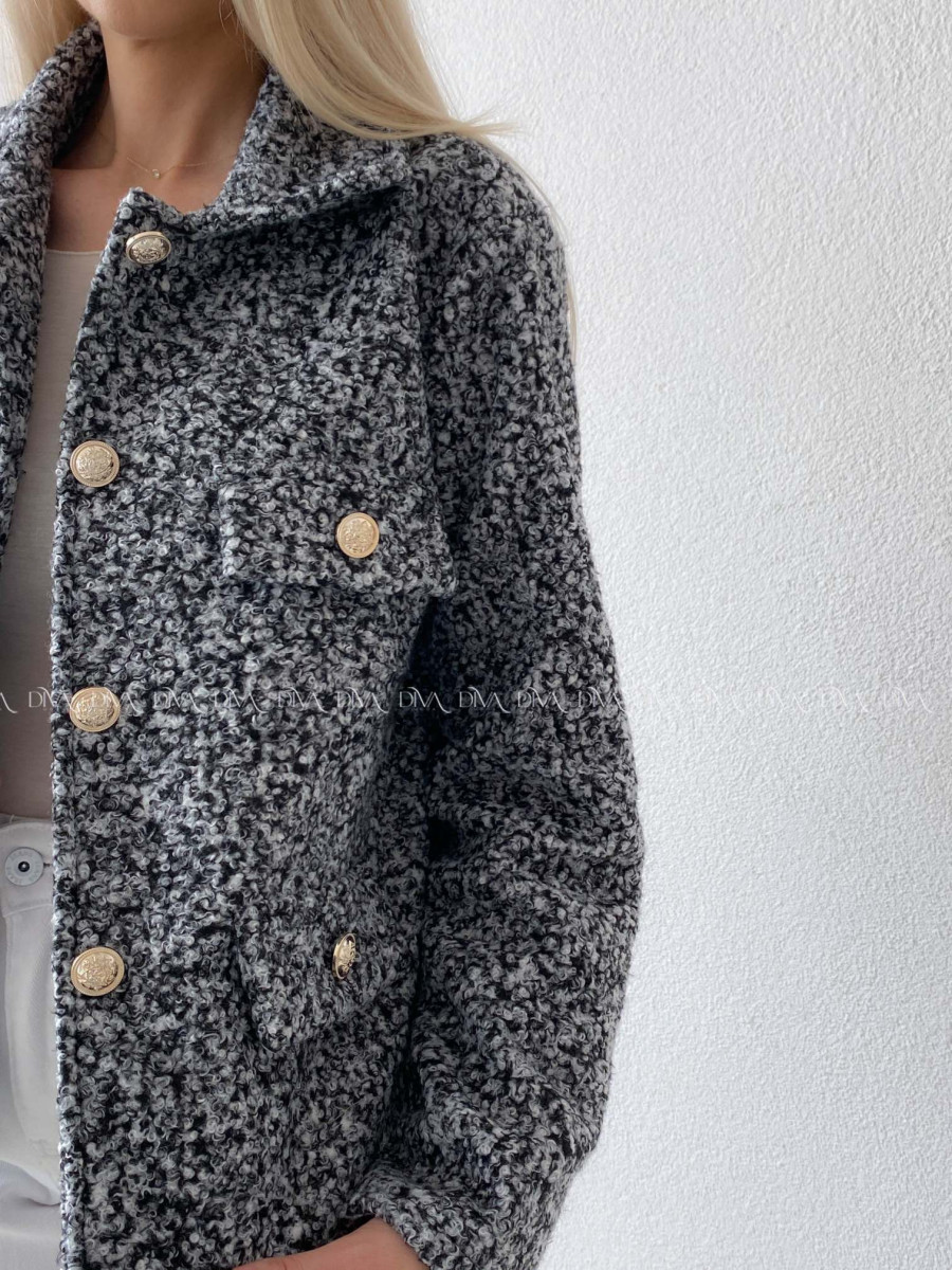 Bouclé bunda do pása striekaná AB 60