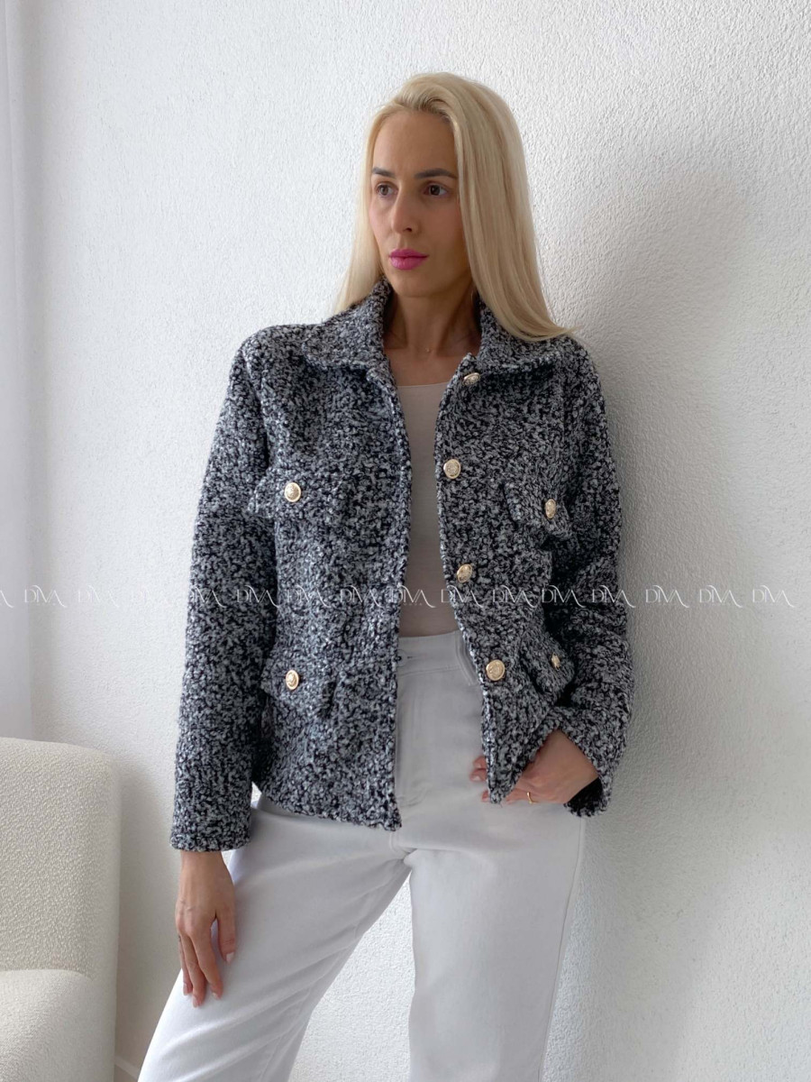 Bouclé bunda do pása striekaná AB 60