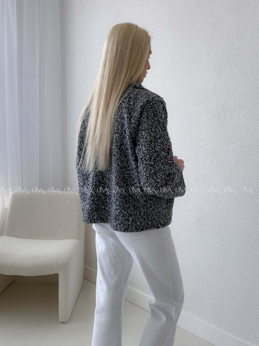 Bouclé bunda do pása striekaná AB 60