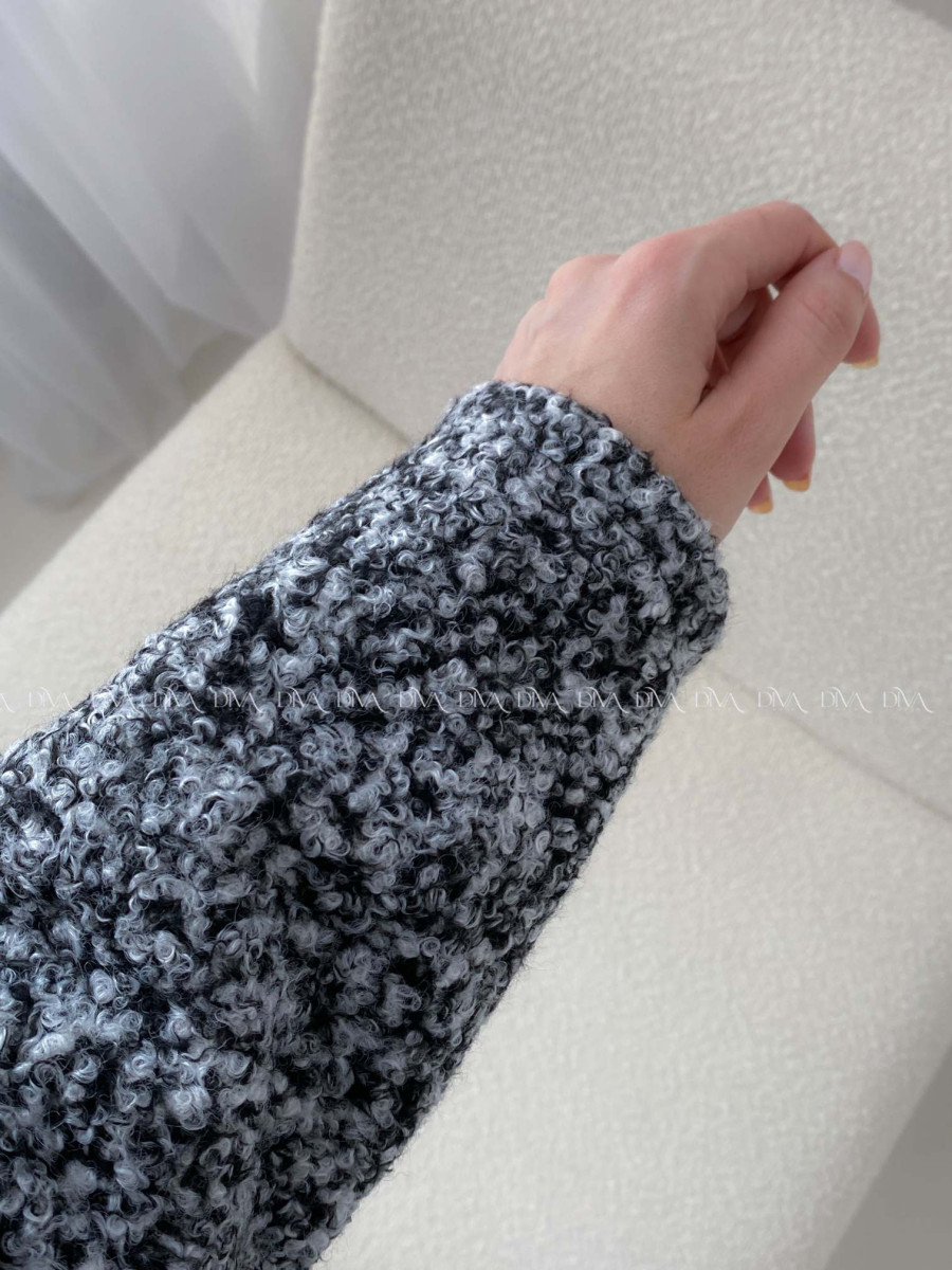 Bouclé bunda do pása striekaná AB 60