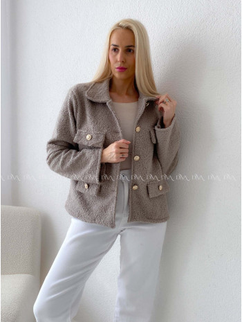 Bouclé bunda do pása piesková AB 60