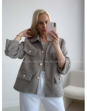 Bouclé bunda do pása piesková AB 60