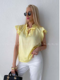 Saténová blúzka s volánikmi žltá AB 303
