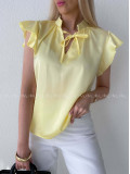 Saténová blúzka s volánikmi žltá AB 303