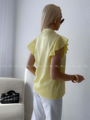 Saténová blúzka s volánikmi žltá AB 303