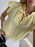 Saténová blúzka s volánikmi žltá AB 303