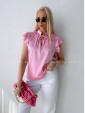 Saténová blúzka s volánikmi ružová AB 303
