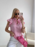 Saténová blúzka s volánikmi ružová AB 303