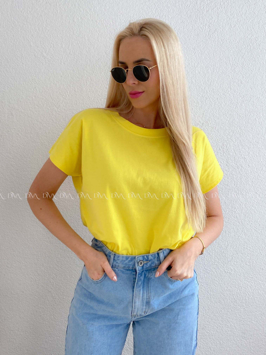 Bavlnené basic oversize tričko žlté AB 231