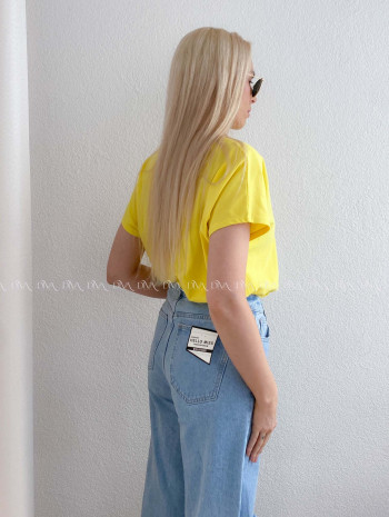 Bavlnené basic oversize tričko žlté AB 231