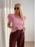Top so saténovými puf rukávmi baby pink AB 301