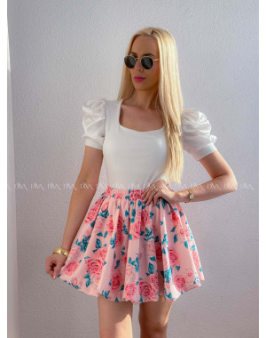 Top so saténovými puf rukávmi biely AB 301