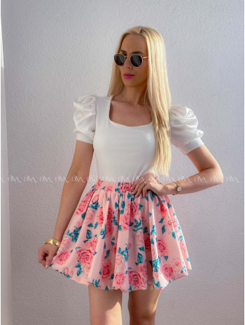 Top so saténovými puf rukávmi biely AB 301