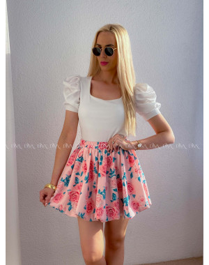 Top so saténovými puf rukávmi biely AB 301