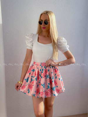 Top so saténovými puf rukávmi biely AB 301