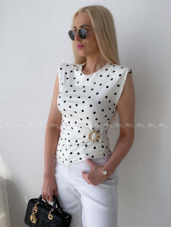 Top so sponou Dots smotanový AB 300