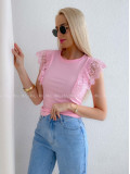 Tričko s volánikmi na ramenách ružové AB 230