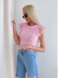 Tričko s volánikmi na ramenách ružové AB 230