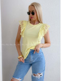 Tričko s volánikmi na ramenách žlté AB 230