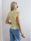 Tričko s volánikmi na ramenách žlté AB 230
