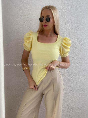 Top so saténovými puf rukávmi žltý AB 301