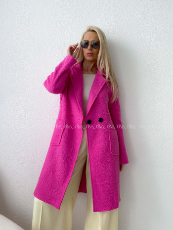  Bouclé midi kabát ružový AA 103