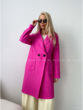 Bouclé midi kabát ružový AA 103 Bouclé midi kabát ružový AA 103