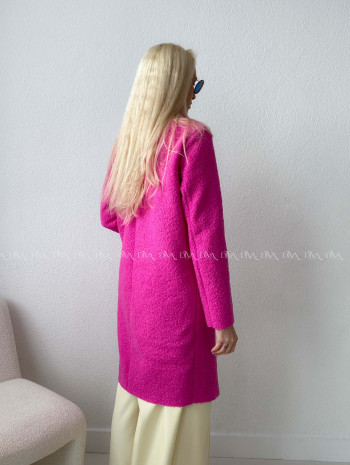  Bouclé midi kabát ružový AA 103