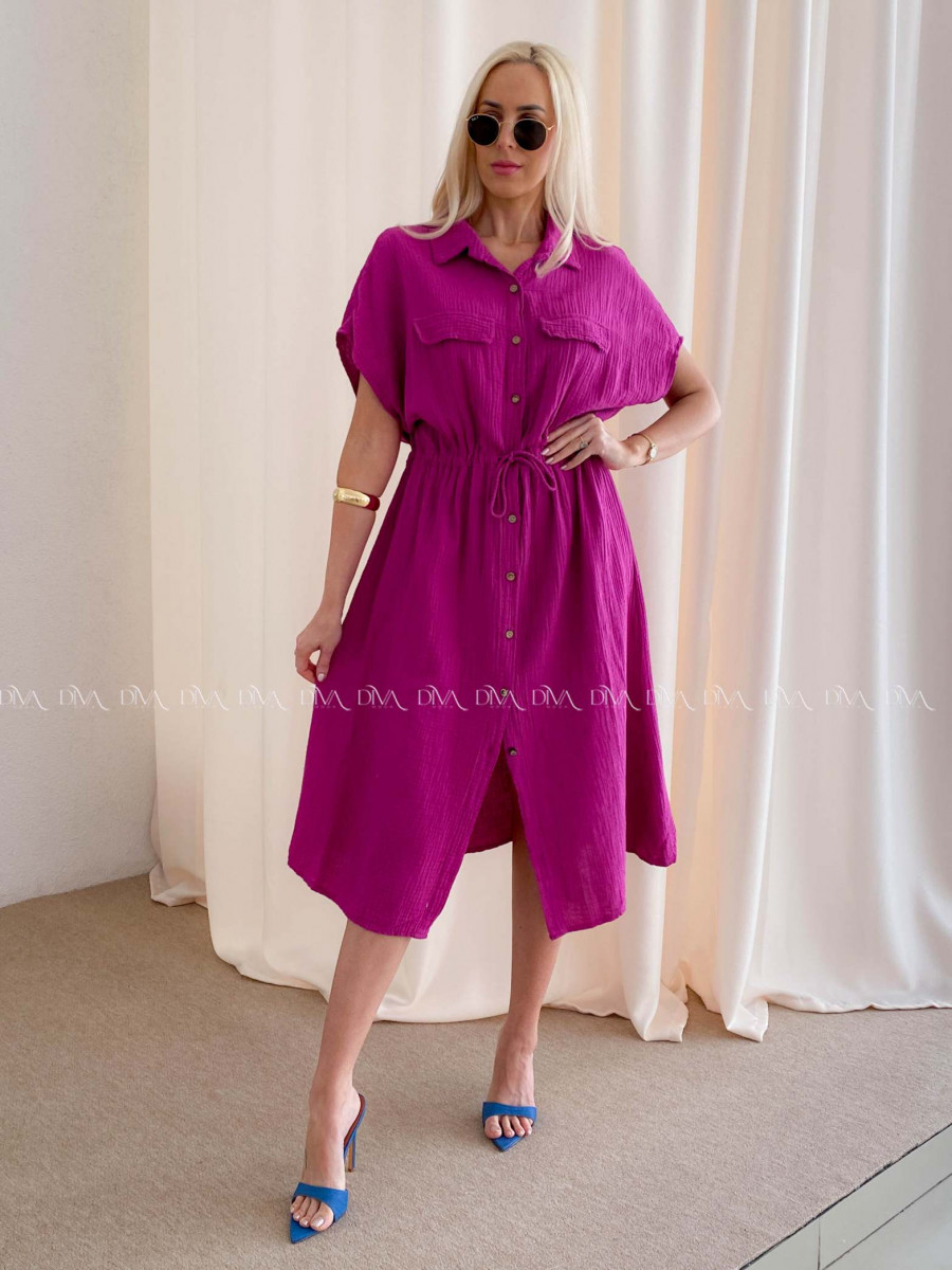 Mušelínové košeľové šaty Ria Magenta AB 126