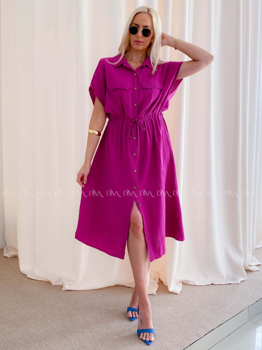Mušelínové košeľové šaty Ria Magenta AB 126