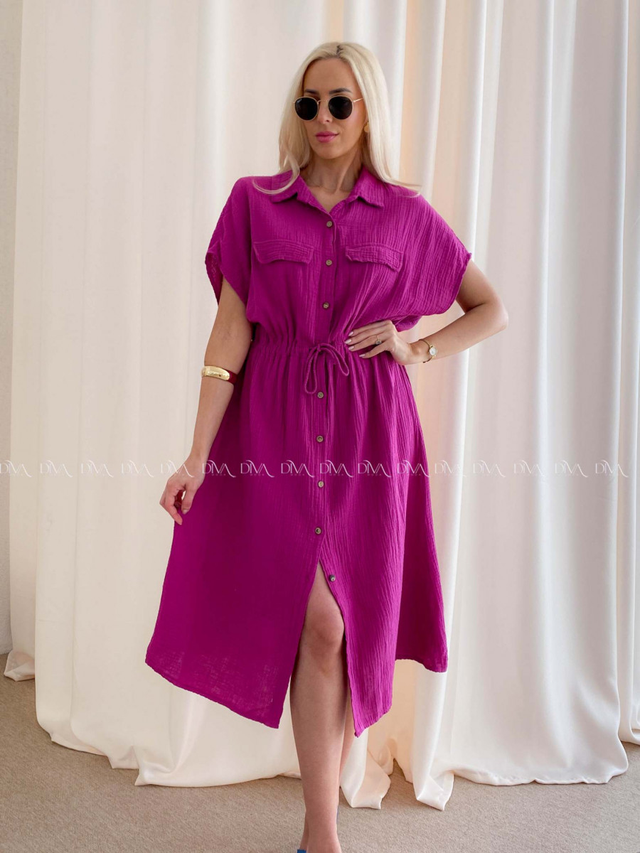 Mušelínové košeľové šaty Ria Magenta AB 126