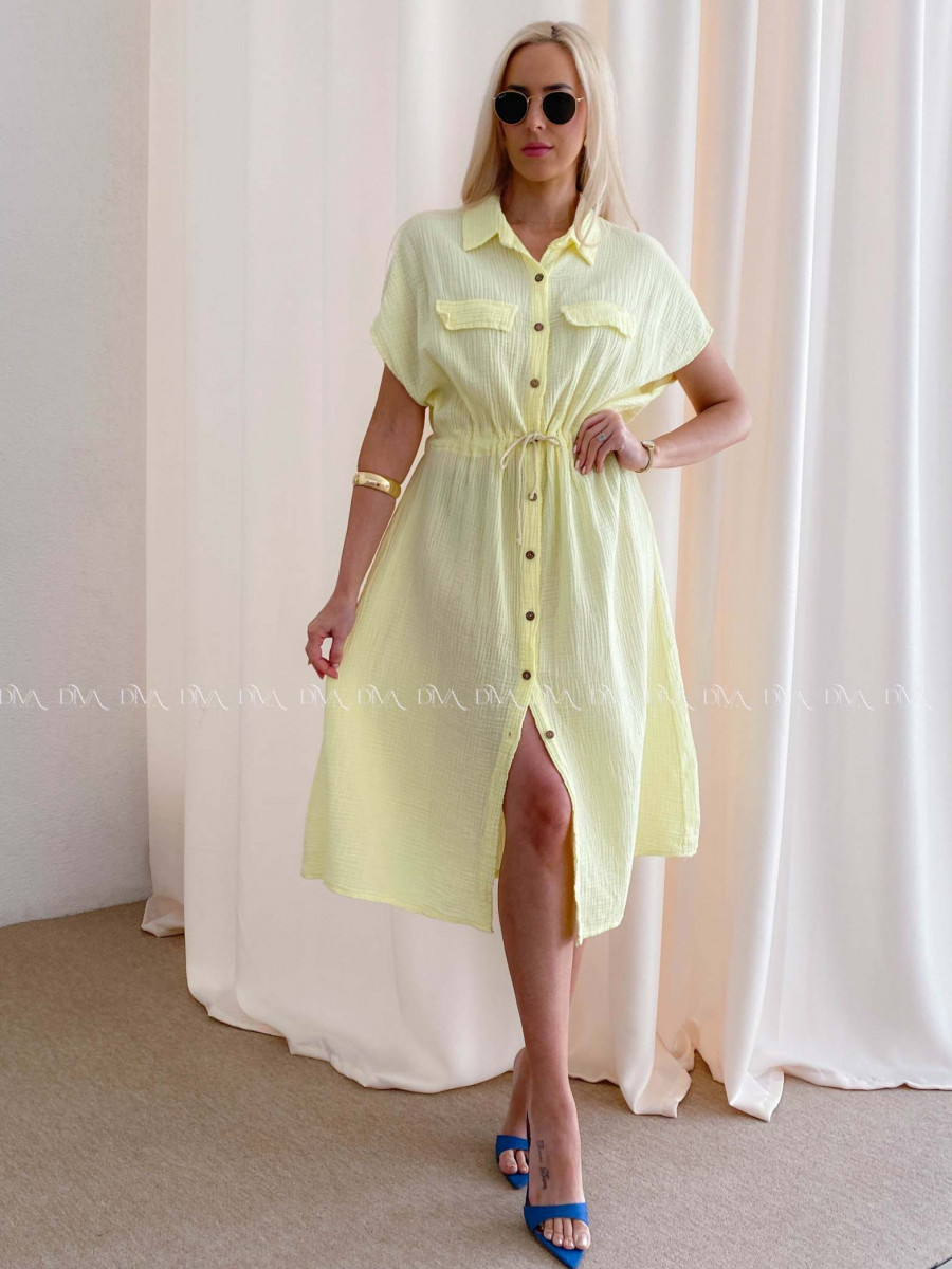 Mušelínové košeľové šaty Ria svetlo žlté AB 126