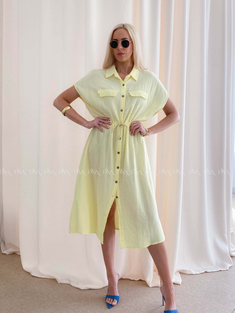 Mušelínové košeľové šaty Ria svetlo žlté AB 126