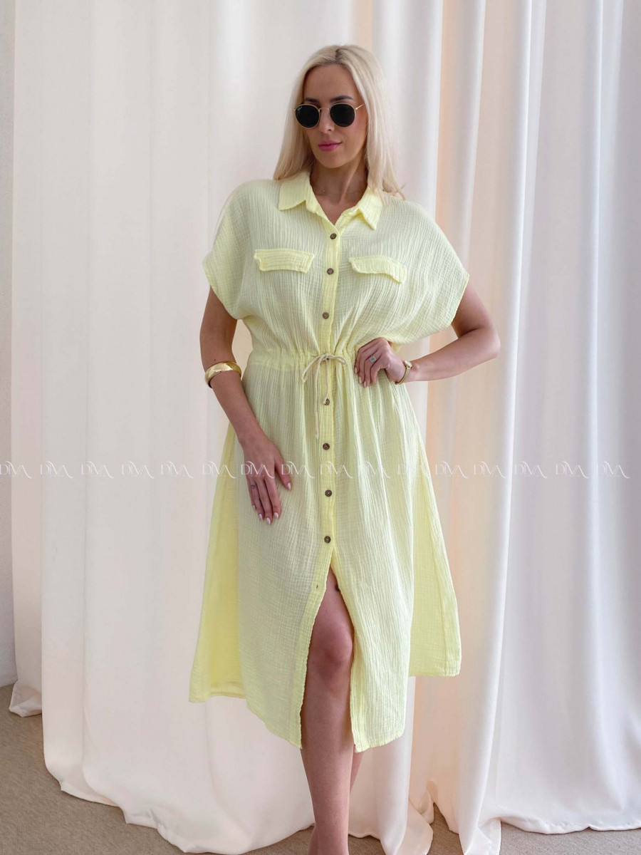 Mušelínové košeľové šaty Ria svetlo žlté AB 126