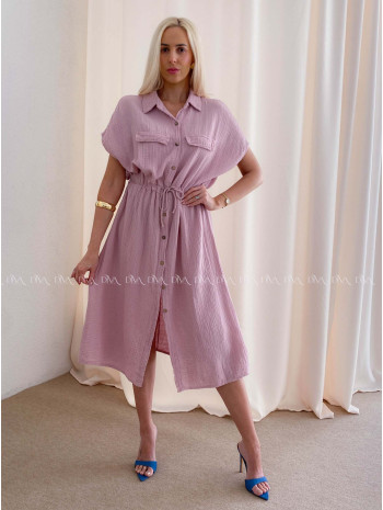 Mušelínové košeľové šaty Ria pudrovo ružové AB 126