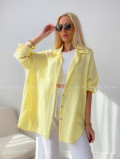 Predĺžená Mušelínová oversize košeľa butter yellow AB 313
