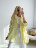Predĺžená Mušelínová oversize košeľa butter yellow AB 313